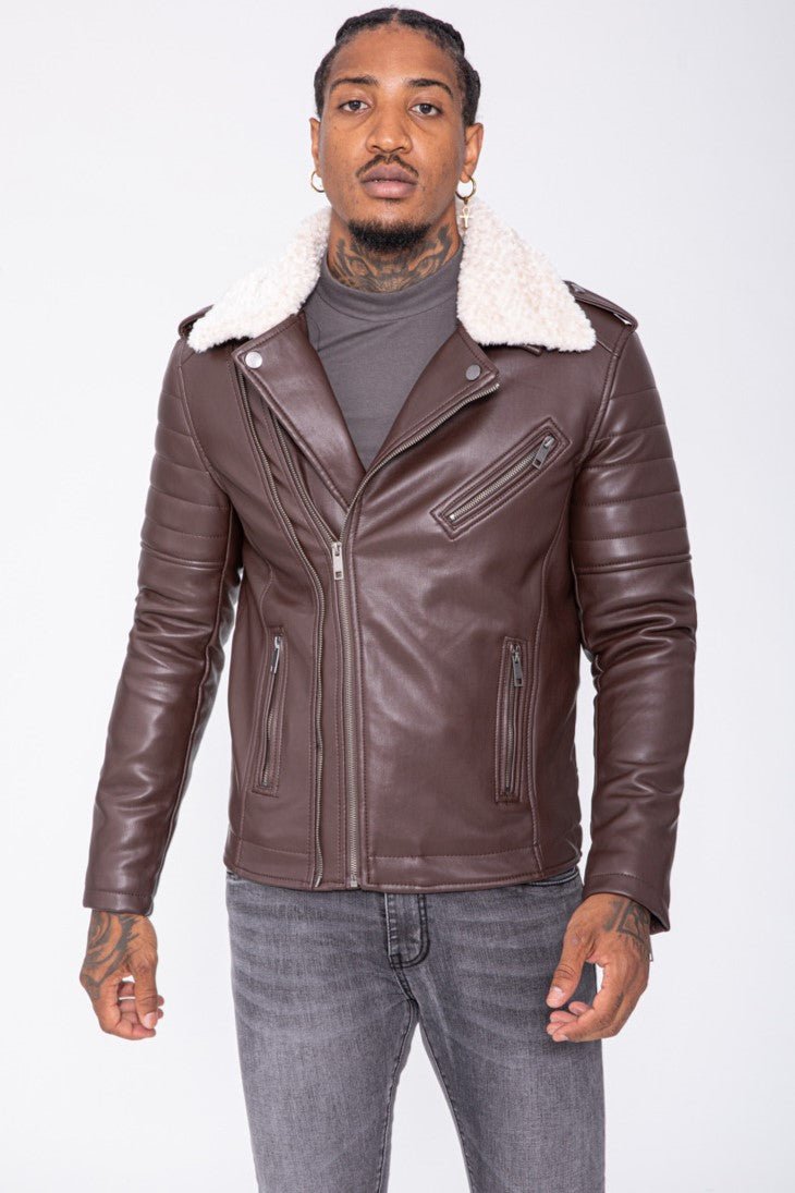 THE SAPPORO FUR COLLAR LEATHER JACKET - Vibes Fashion