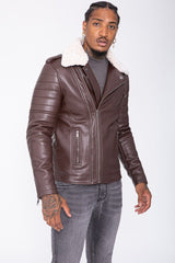 THE SAPPORO FUR COLLAR LEATHER JACKET - Vibes Fashion