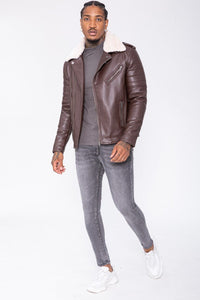 THE SAPPORO FUR COLLAR LEATHER JACKET - Vibes Fashion