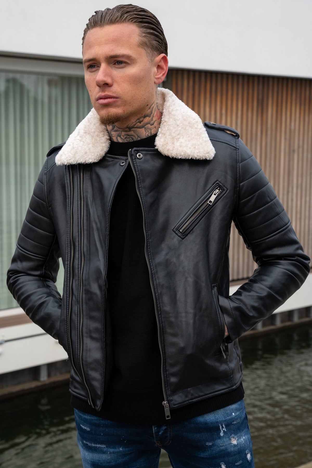 THE SAPPORO FUR COLLAR LEATHER JACKET - Vibes Fashion