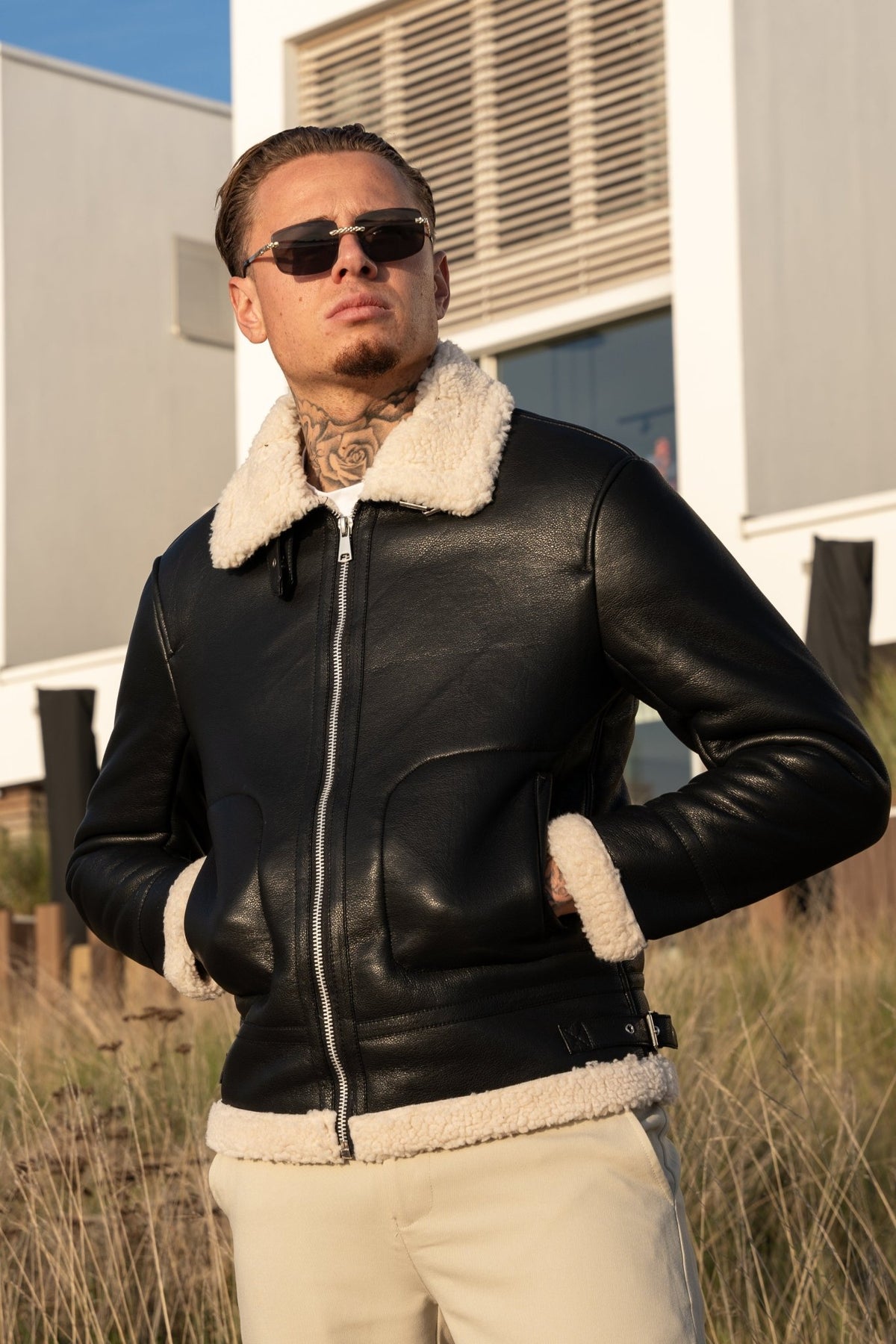 THE SARDINIA LEATHER FUR JACKET - Vibes Fashion