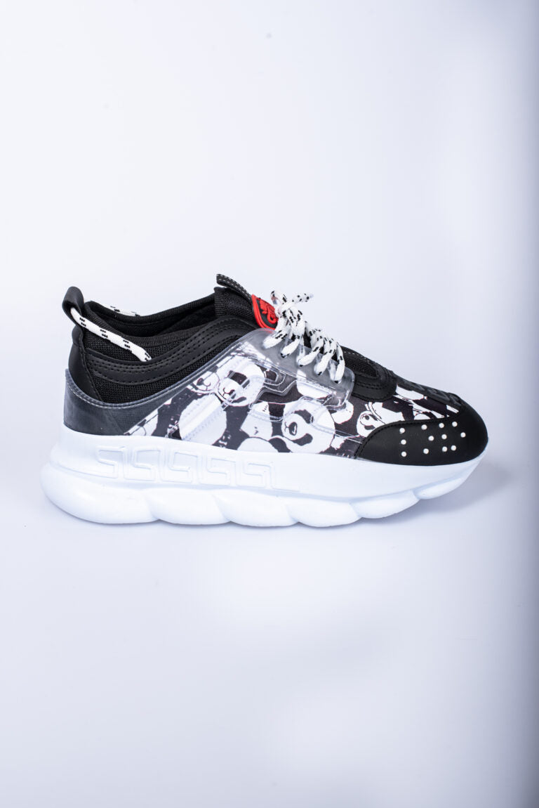 Stijlvolle 'Panda' herensneakers - zwart-wit patroon met witte zool - Herenkleding Vibes Fashion (6840028627027)