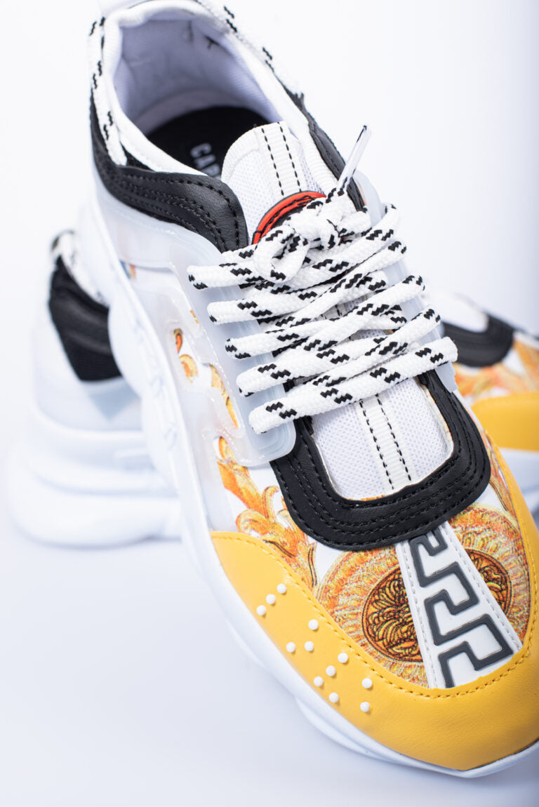 'White Gold' Herensneakers met Gouden Accenten en Witte Comfortabele Zool - Herenkleding Vibes Fashion (6840026464339)