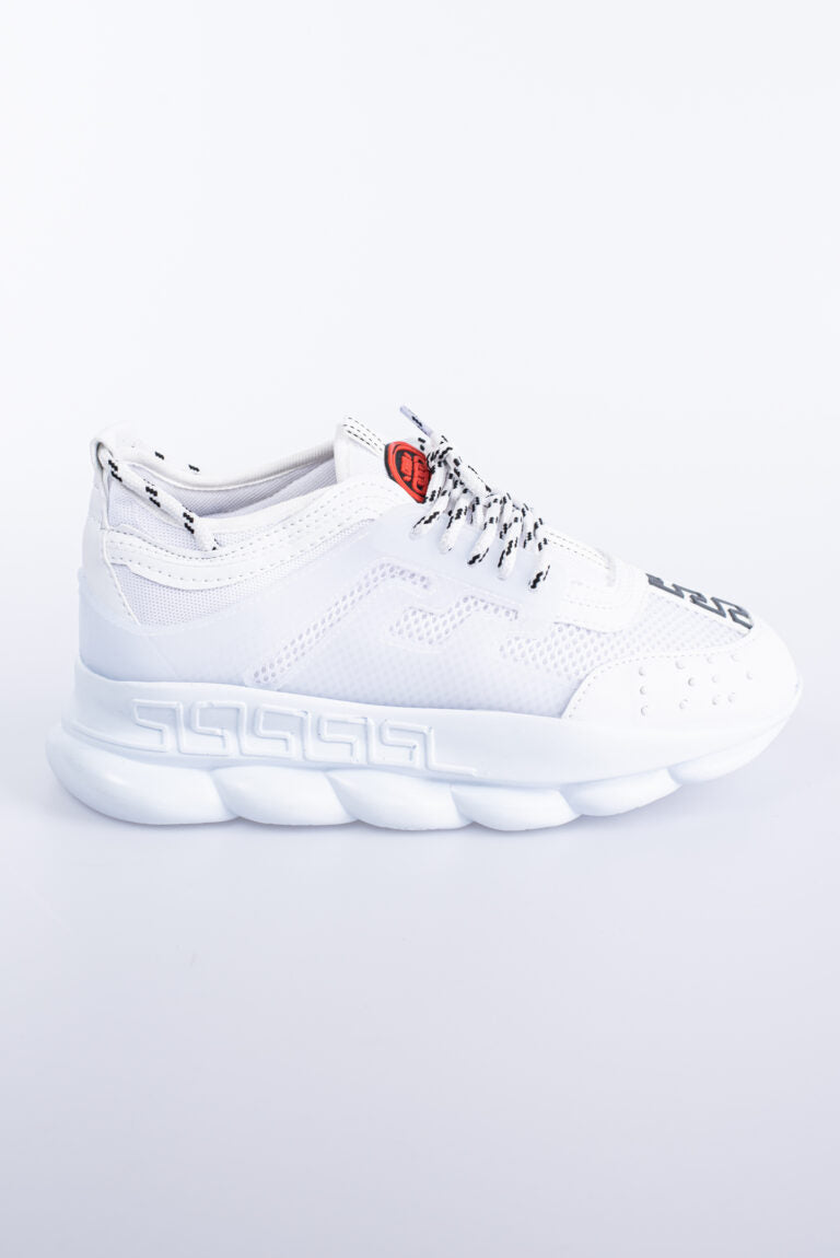 Heren Sneakers 'Fully White' - Met Hoge Witte Ribbelzool - Herenkleding Vibes Fashion (6840035573843)