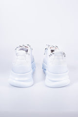 Heren Sneakers 'Fully White' - Met Hoge Witte Ribbelzool - Herenkleding Vibes Fashion (6840035573843)