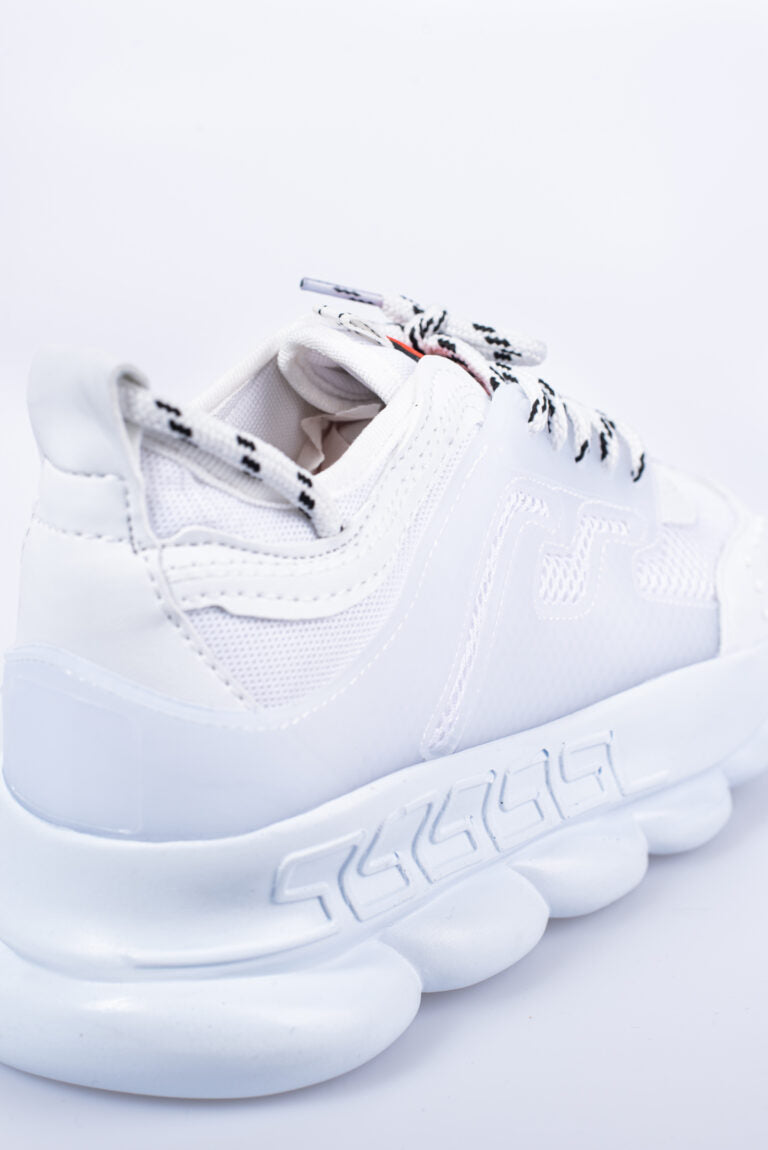 Heren Sneakers 'Fully White' - Met Hoge Witte Ribbelzool - Herenkleding Vibes Fashion (6840035573843)