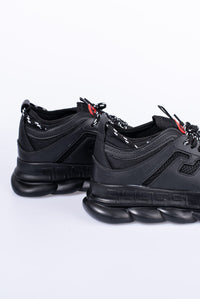 'Black on Black' Sneakers voor Heren met Ribbel Hoge Zool - Herenkleding Vibes Fashion (6840036130899)