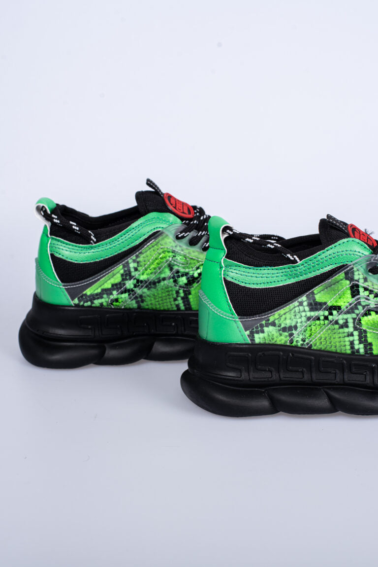 'Croco' Sneakers voor Heren - Donkergroen met Zwarte Zool - Herenkleding Vibes Fashion