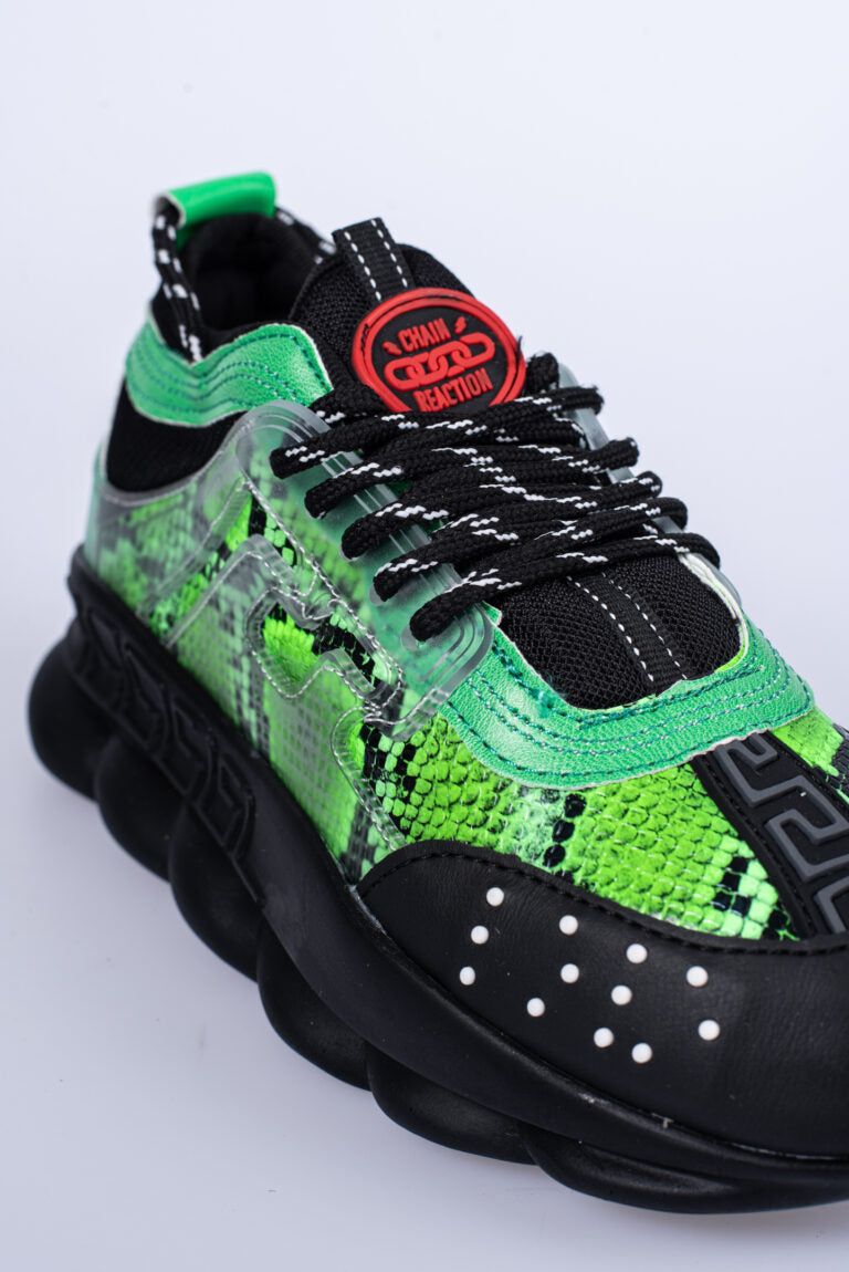 'Croco' Sneakers voor Heren - Donkergroen met Zwarte Zool - Herenkleding Vibes Fashion (6840025710675)