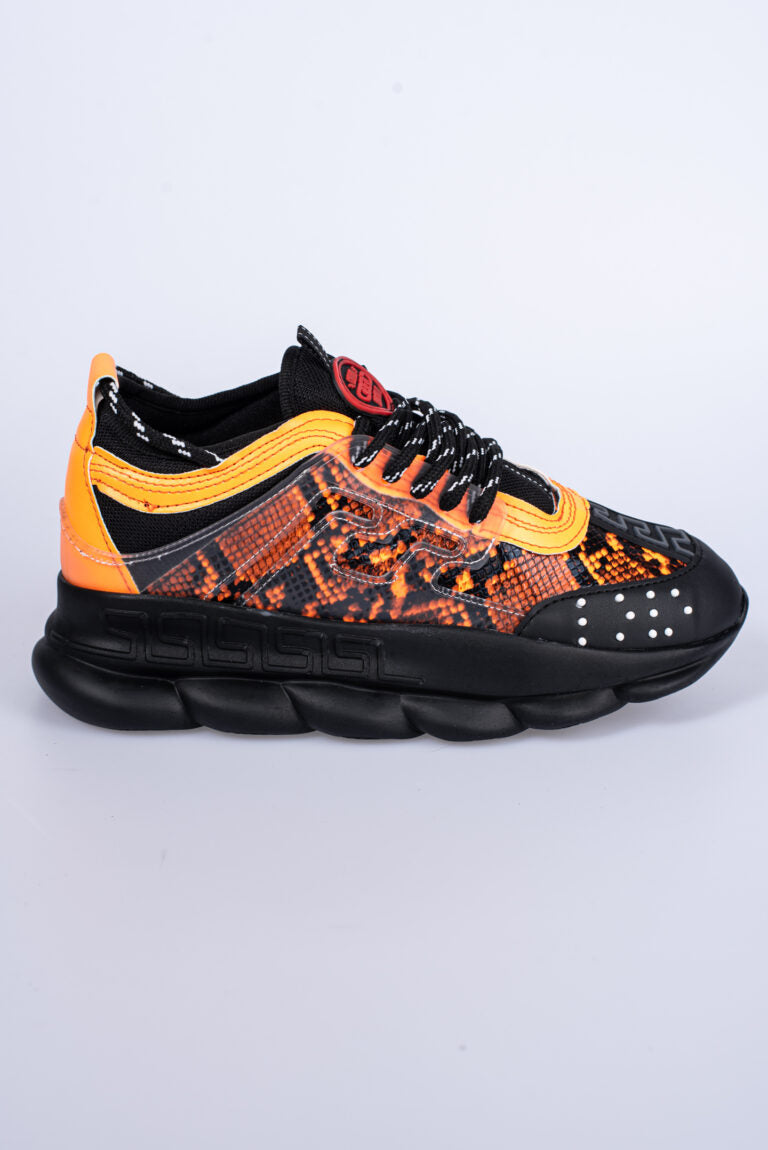 THE ORANGE SNEAKERS - MET CROCO LOOK & HOGE ZOOL - Herenkleding Vibes Fashion (6840025153619)