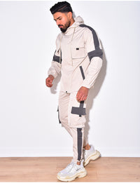 2-Delig Cargo Pak Heren ´the Stuttgart´ met Capuchon en Borstzakken - Herenkleding Vibes Fashion (6920382447699)