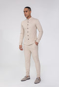 Verfijnd 'Azva' Stretch Overhemd voor Heren - Ronde Kraag en Longsleeve Blouse - Herenkleding Vibes Fashion