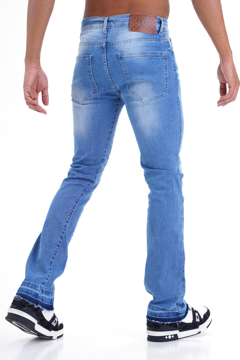 Traveler Flared Jeans Met Licht Blauwe Wassing Voor Heren - Paseqa