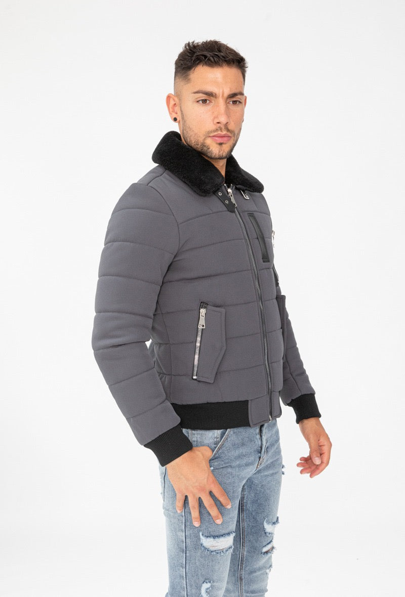 patroon Maak een naam Bruin De 'Carbon Jacket' Winterjas voor Heren - Met Warme Wollen Kraag