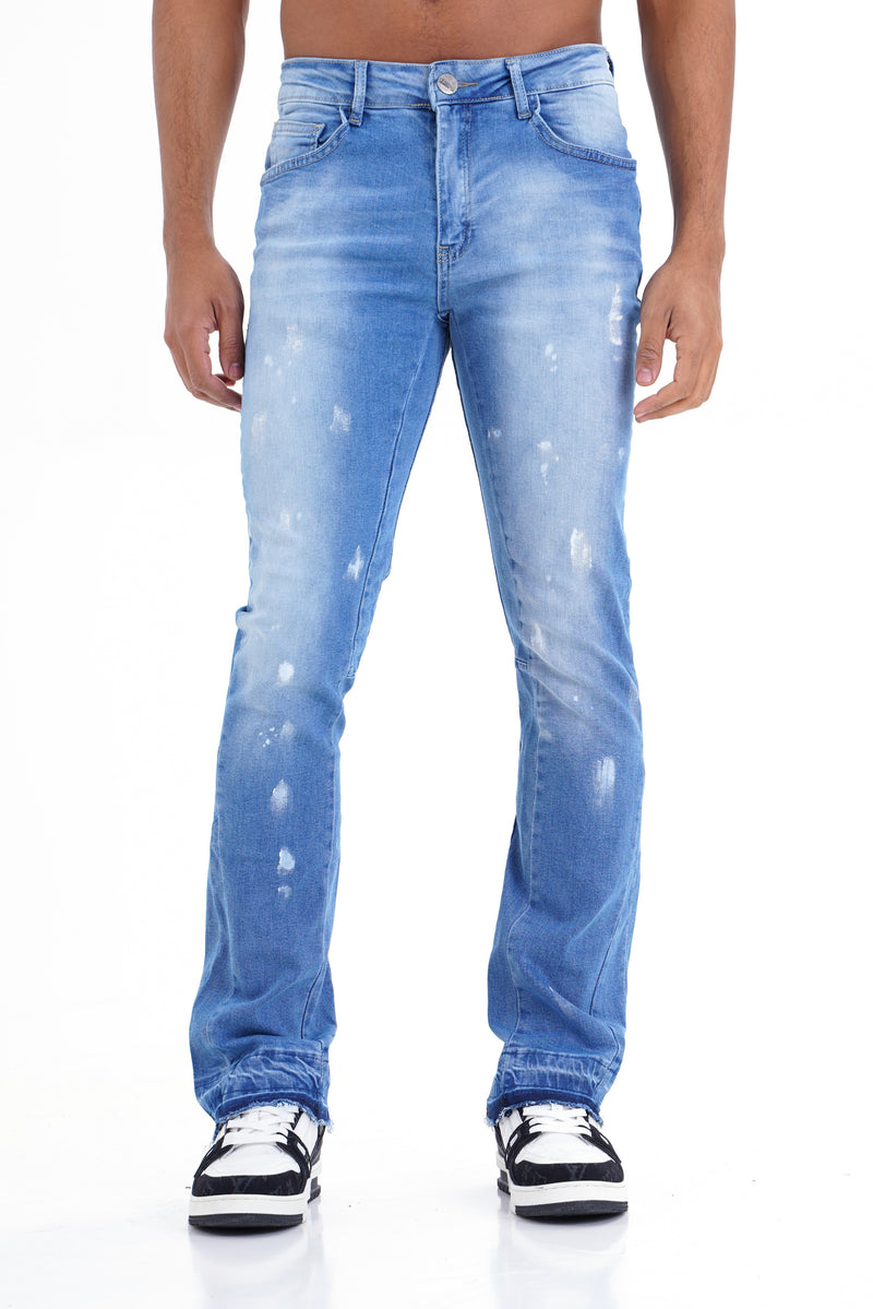 Traveler Flared Jeans Met Licht Blauwe Wassing Voor Heren - Paseqa