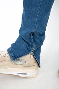 Flared Slim Fit Stretch Jeans Met Ritssluiting & Vlinder Design Voor Heren - Toledo (6842850869331)