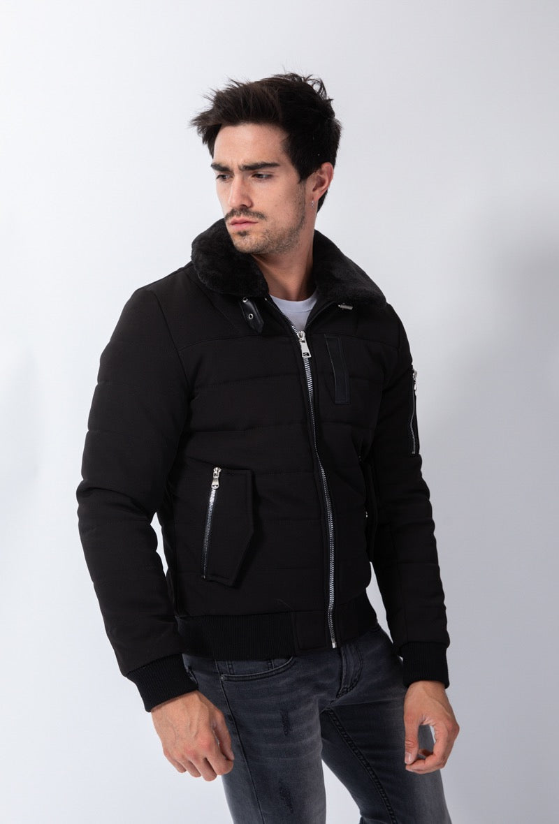 De 'Carbon Jacket' Winterjas voor Heren - Met Warme Wollen Kraag - Herenkleding Vibes Fashion