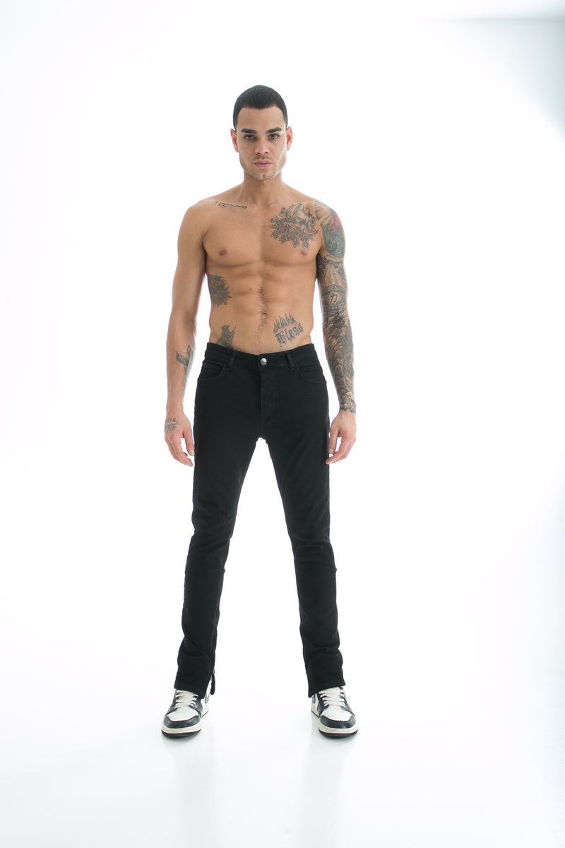 The Flared 'Onyx' Slim Fit Stretch Jeans Met Ritssluiting Voor Heren