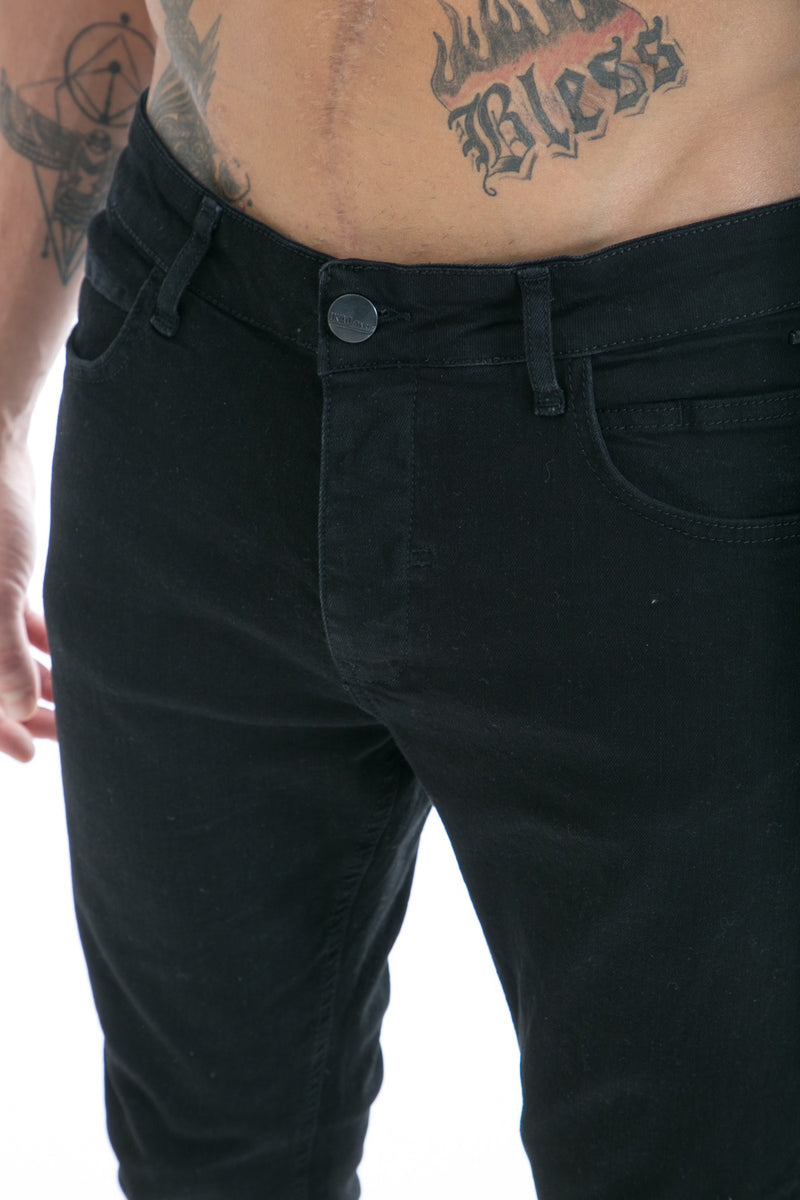 'Elegante' Flared Zwarte Jeans voor Heren - Stretch spijkerbroek met Scheuren