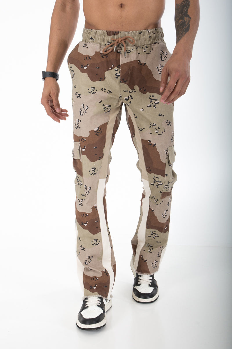 Flared Cargobroek Stretch Jeans Met Vetersluiting Voor Heren - Natura