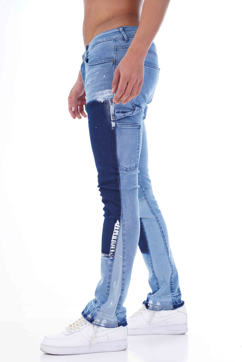 Traveler jeans slim fit heren 'Blue Art' met artistieke denim