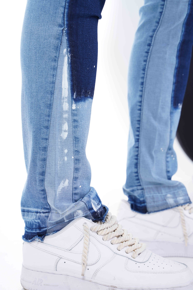 Traveler jeans slim fit heren 'Blue Art' met artistieke denim