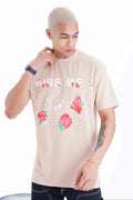 Loose fit t shirt 'Miss Me' oversized shirt met bloemen design
